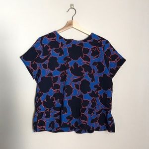 Graphic floral print peplum blouse